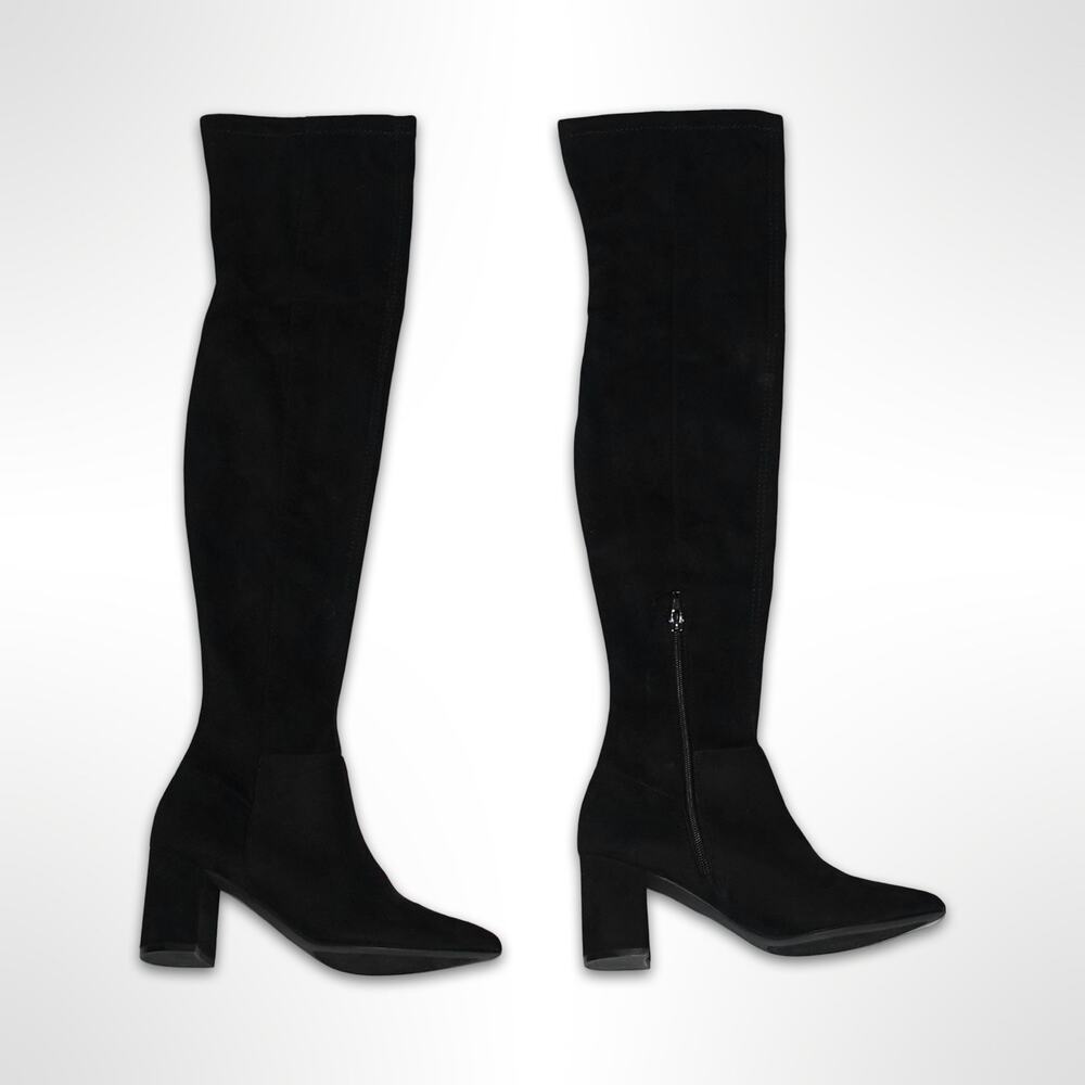Steve Madden Shaya Black Faux Suede Over The Knee Boots Block Heel Size 6M